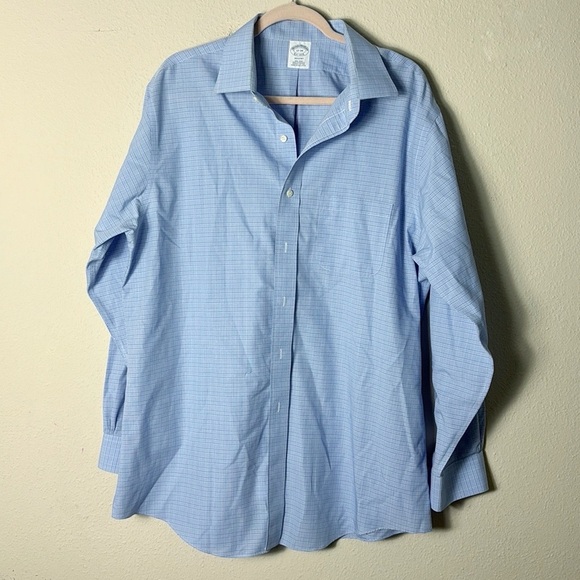 Brooks Brothers Non Iron Button Down Shirt Light Blue size 17-34 - Picture 1 of 7